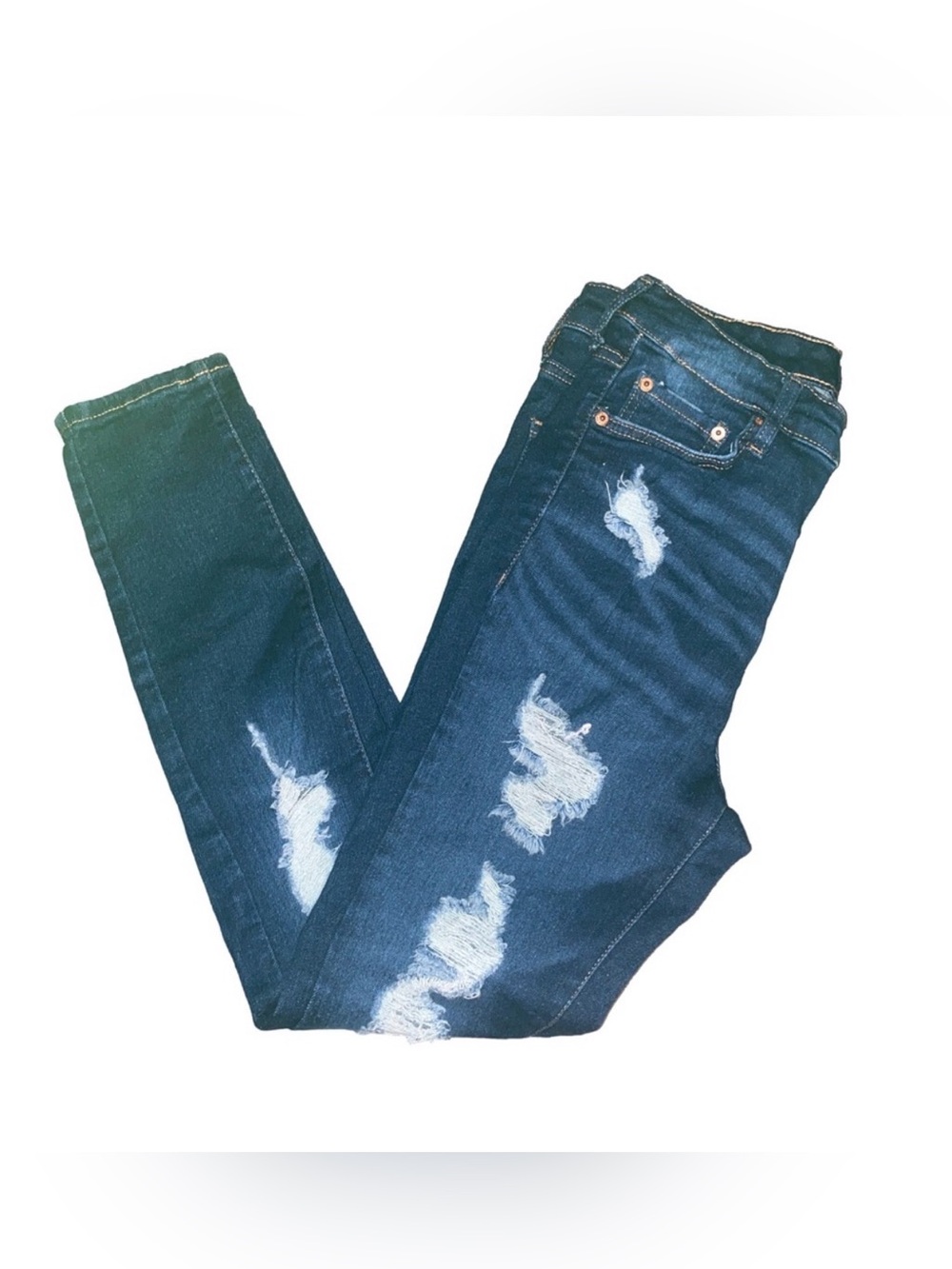 Aéropostale Women's Distressed Skinny Jeans Size 8 Ripped Dark Wash Denim